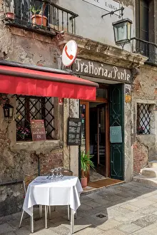 Santa Croce Prints: Picturesque view of a trattoria restaurant, Sestiere Santa Croce, Venice, Veneto, Italy