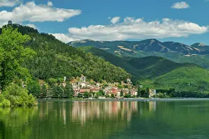 Piediluco Prints: Piediluco Reflecting in Lake Piediluco, Umbria, Italy, Europe