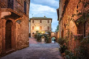 Pienza by night, medieval town in Val d Orcia, Tuscany, Italy