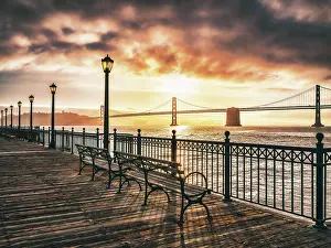 San Francisco Prints: Pier 7 at Sunrise Embarcadero, San Francisco, California, USA
