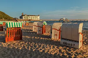 Sand Beach Prints: Pier on the beach of Sellin, Rugen Island