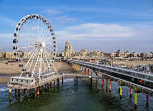 Pier and Ferris Wheel in Scheveningen, elevated view, The Hague, South Holland