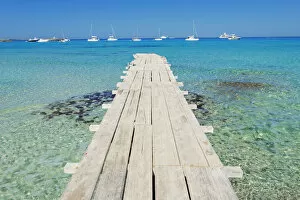 Images Dated 11th July 2013: Pier in Formentera turquoise waters, Formentera, Baleric Islands, Spain