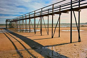 Matlock Prints: Pier on Lake Winnipeg at drought levels Matlock, Manitoba, Canada