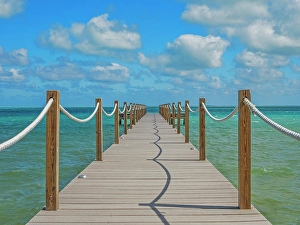 Ropes Prints: Pier on North Sound, Grand Cayman, Cayman Islands, British West Indies