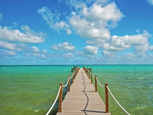 Ropes Prints: Pier on North Sound, Grand Cayman, Cayman Islands, British West Indies