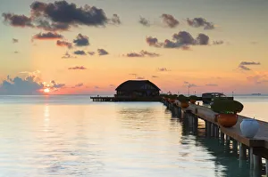 Kaafu Atoll Prints: Pier at Olhuveli Beach and Spa Resort, South Male Atoll, Kaafu Atoll, Maldives (PR)