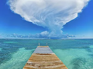 Dock Prints: Pier at Spotts Beach on Grand Cayman, Cayman Islands, British West Indies