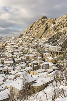 Pietrapertosa after a snowfall, Potenza Province, Basilicata, Italy