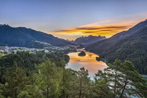 Cadore Prints: Pieve di Cadore, province of Belluno, Veneto, Italy The Lake di Centro Cadore at sunrise