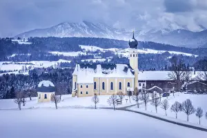 Bavarian Prints: Pilgrimage Church of St. Marinus zu Wilparting near Irschenberg, Upper Bavaria, Bavaria