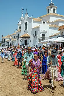 Rocio Prints: Pilgrims during the brotherhood parade of El Rocio pilgrimage