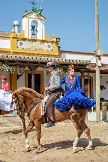 Rocio Prints: Pilgrims on horseback, Romeria de El Rocio pilgrimage, El Rocio, Huelva, Andalusia, Spain