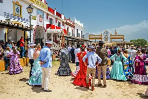 Rocio Prints: Pilgrims at Romeria de El Rocio pilgrimage, El Rocio, Huelva, Andalusia, Spain