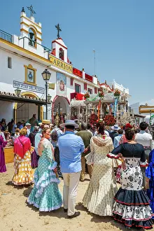 Rocio Prints: Pilgrims at Romeria de El Rocio pilgrimage, El Rocio, Huelva, Andalusia, Spain