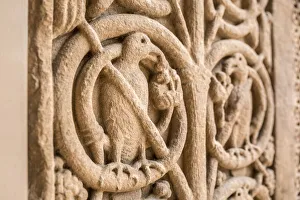 Jedburgh Prints: Detail of a pillar of the ruin of Jedburgh Abbey, Jedburgh, Scotish Borders, Scotland