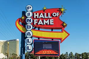 Images Dated 23rd March 2023: Pinball Hall of Fame sign, The Strip, Las Vegas, Nevada, USA