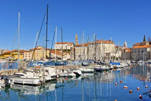 Esplanade Prints: Piran Harbour and St George's Cathedral, Piran, Slovenia, Eastern Europe