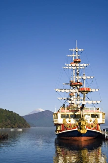 Hakone Prints: Pirate ship on Ashinoko Lake, Hakone