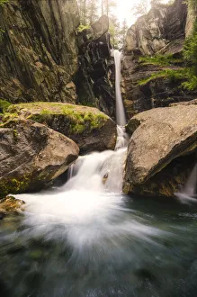 Cuneo Province Prints: Piss del Passet waterfall in Maira Valley, Canosio, Piedmont, Italy