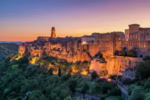 Pitigliano Prints: Pitigliano at Twilight, Tuscany, Italy, Europe