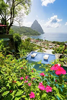 Retreat Prints: Piton Mountain Views from Green Fig Resort Soufriere, Saint Lucia