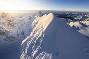 Deep Snow Prints: Piz Roseg covered with snow, Graubunden canton, Engadine, Switzerland