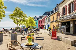 Armorique Prints: Place d'Ys with colorful houses, Morgat, Crozon Peninsula, Finistere, Brittany, France