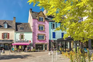 Breton Prints: Place d'Ys with colorful houses, Morgat, Crozon Peninsula, Finistere, Brittany, France