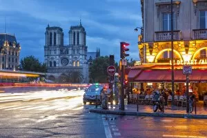Place St. Michel & Notre Dame cathedral, Rive Gauche, Paris, France