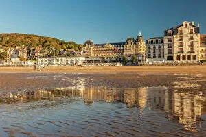 Calvados Gallery: Plage du Casino with historic hotels in Houlgate, Calvados, Normandy, France