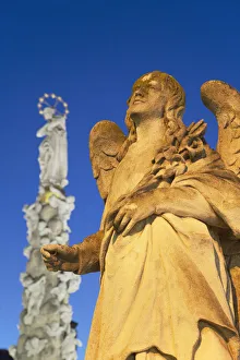 Plague Column Prints: Plague Column and statue at dusk, Kosice, Kosice Region, Slovakia