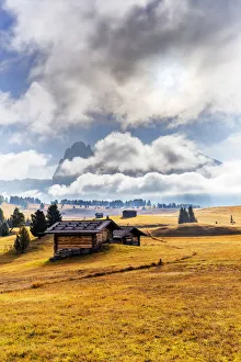 Kastelruth Prints: The plateau of Seiser Alm during autumn. Seiser Alm, Dolomites, province of Bolzano