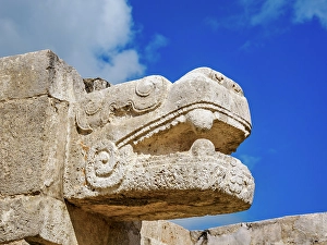 Platform Prints: The platform of the eagles and jaguars, detailed view, Chichen Itza, Yucatan State, Mexico