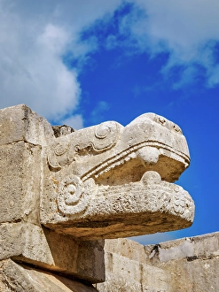 Platform Prints: The platform of the eagles and jaguars, detailed view, Chichen Itza, Yucatan State, Mexico