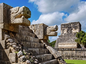 Platform Prints: The platform of the eagles and jaguars and Temple of the Jaguars in the background