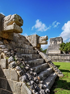 Platform Prints: The platform of the eagles and jaguars and Temple of the Jaguars in the background