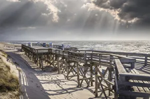 Beach Chairs Prints: Platform on the west beach of Kampen, Sylt, Schleswig-Holstein, Germany