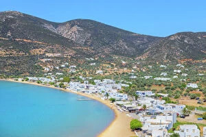 Images Dated 28th July 2023: Platis Gialos beach, high angle view, Platis Gialos, Sifnos Island, Cyclades Islands, Greece