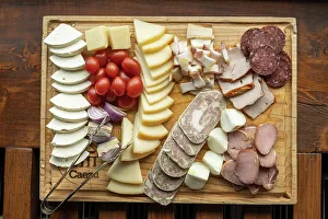 Plate Prints: Platter of Cheese and Ham, Caezu Hotel, Nucsoara, Arges County, Muntenia, Romania