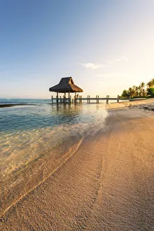 Playa Blanca, Punta Cana, Dominican Republic, Caribbean Sea. Thatched hut on the beach