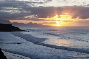 West Europe Prints: Playa de Pared at sunset, Fuerteventura, Canary Islands, Spain