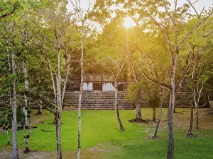 Mythical Prints: Plaza B at sunset, Cahal Pech Archaeological Reserve, San Ignacio, Cayo District, Belize
