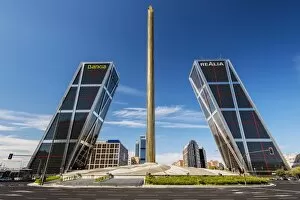 Architecture Collection: Plaza de Castilla with Puerta de Europa twin towers, Madrid, Comunidad de Madrid, Spain