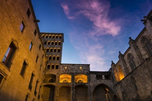 Barrio Gotico Prints: Plaza del Rey or Placa del Rei, Barcelona, Catalonia, Spain