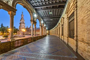 Plaza de Espana, Maria Luisa Park, Seville, Andalusia, Spain