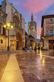 Romanesque Prints: Plaza de la Virgen and Cathedral, Valencia, Spain