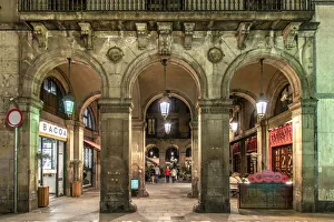 Barrio Gotico Prints: Plaza Real or Praca Reial, Barcelona, Catalonia, Spain