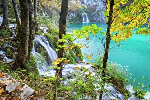 Walkways Prints: Plitvice lakes in autumn. Plitvice Jezera National Park