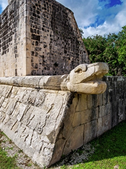 Court Prints: Plumed Serpent at The Great Ball Game Court, Chichen Itza, Yucatan State, Mexico